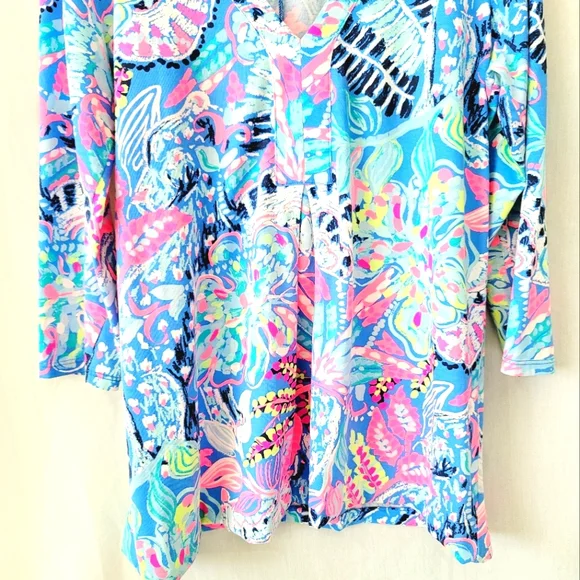 Lily Pulitzer Amina Fantasy Garden Cotton Tunic Top - Picture 4 of 7